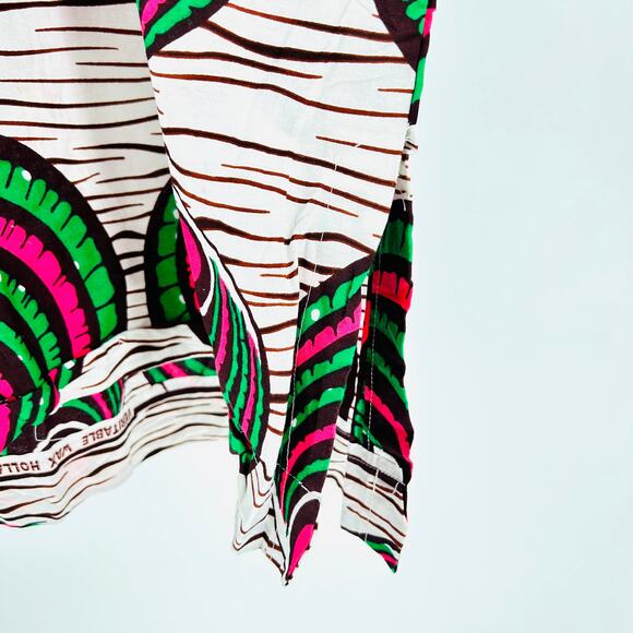 Handmade Dutch Wax Vlisco Green Pink Psychedelic Print African Tunic Shirt - Picture 4 of 8